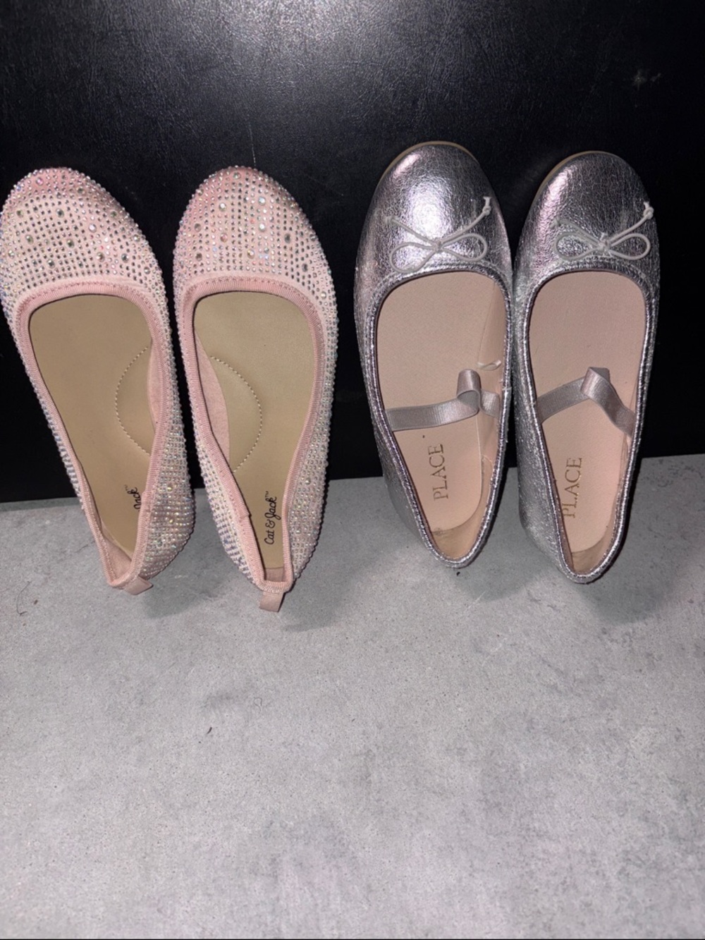 Girls' Sparkling Pink and Silver Sparkle Ballet Flats - Twin Pair